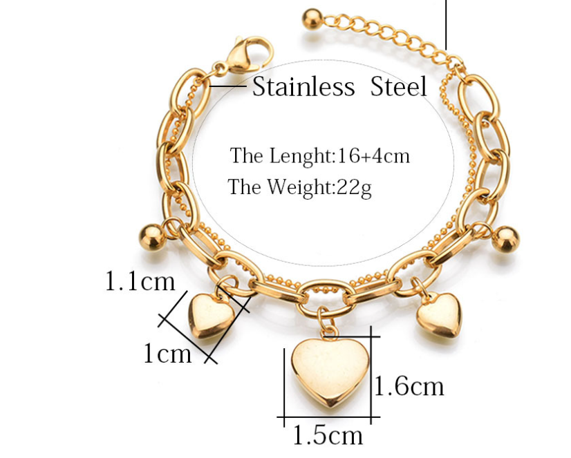 Heart Charms Double Bracelet