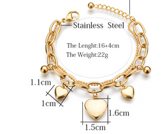 Heart Charms Double Bracelet