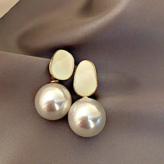 Enamel Faux Pearls Drop Earrings