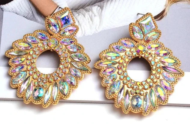 Rhinestone Wreath Drop Earrings