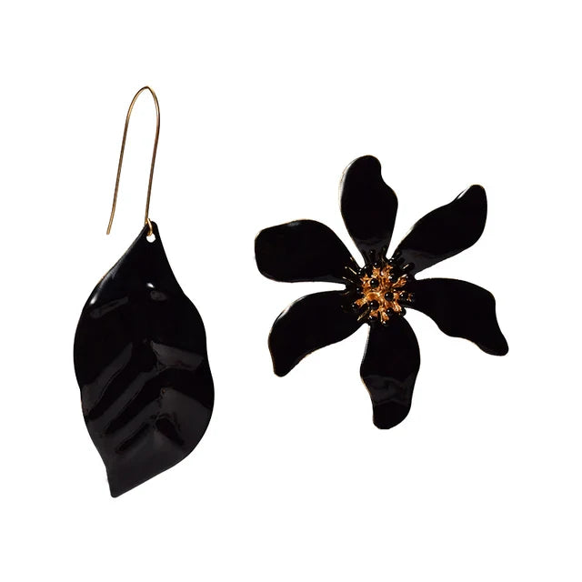 Flower Leaf Hook Stud Earrings