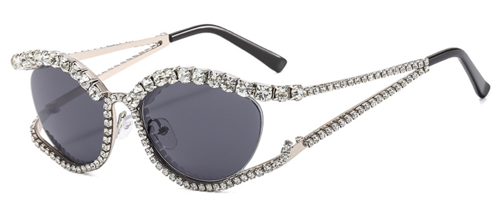 Rhinestones Cutout Frame Sunglasses