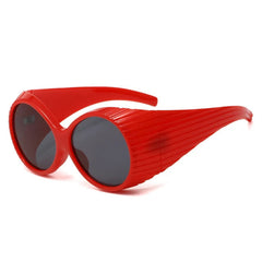 Oversized Striped Texture Temples Sunglasses