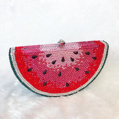 Watermelon Slice Rhinestones Metal Handbag