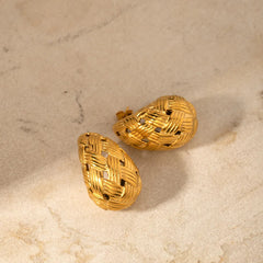 Hive Weave Texture Hollow Earrings