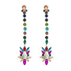 Geometric Multicolor Rhinestones Drop Earrings