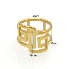 Greek Key Titanium Steel Ring