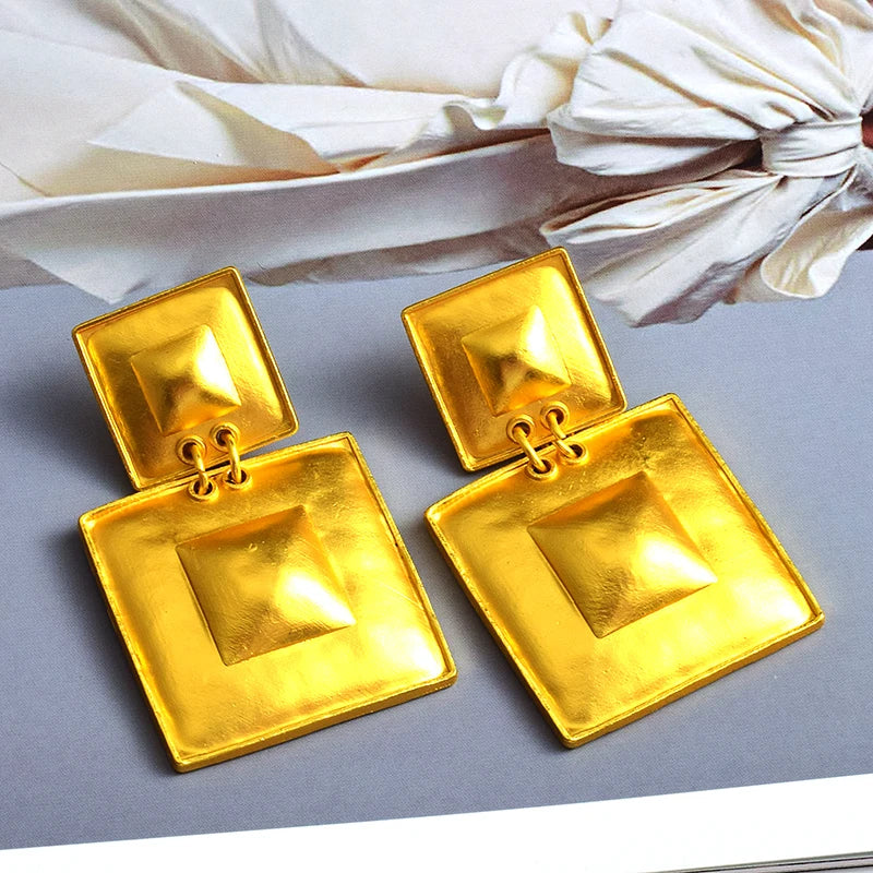 Square Link Drop Earrings