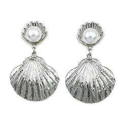 Shell Faux Pearl Drop Earrings