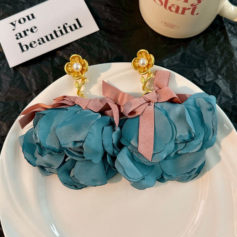 Handmade Fabric Flower Earrings