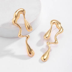 Warped Elongated Metal Stud Earrings