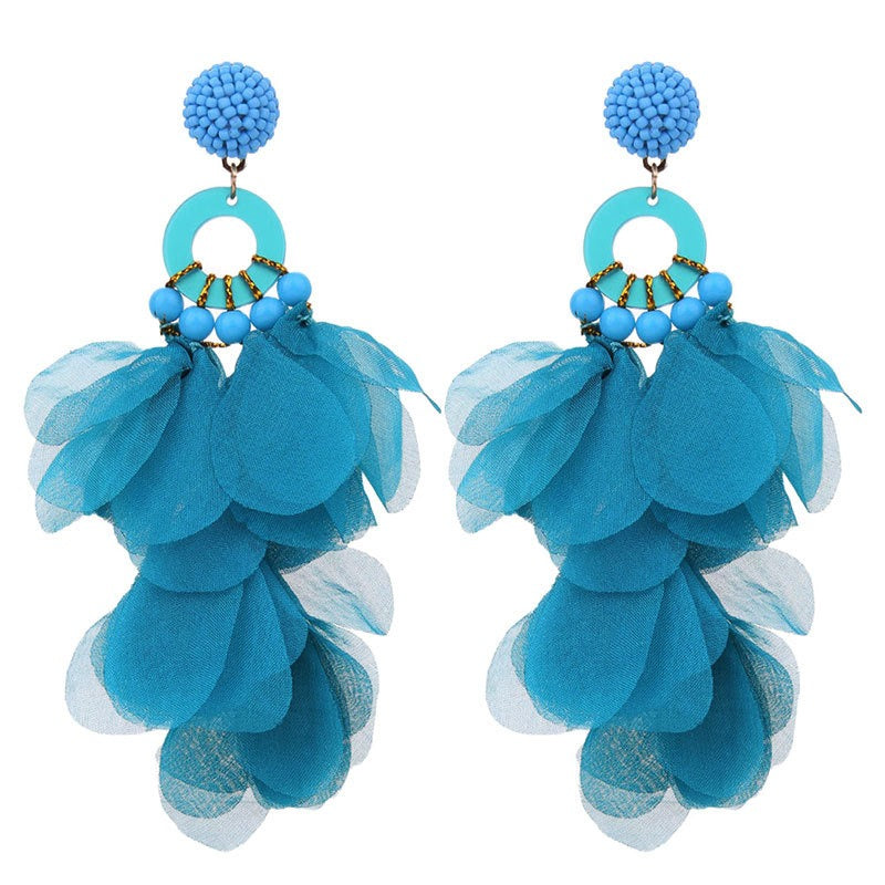 Soft Petals Beaded Dangling Earrings