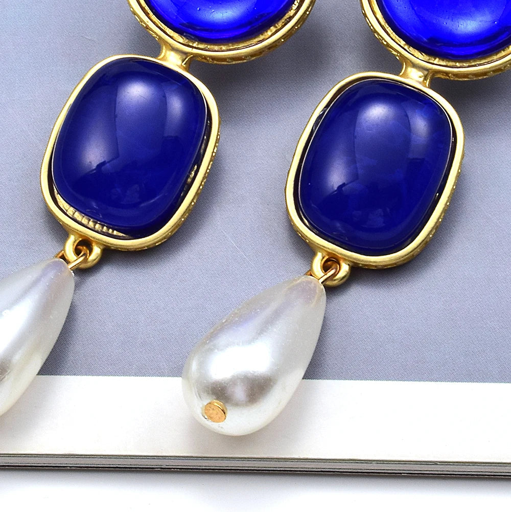 Colored Resin Faux Pearl Earrings