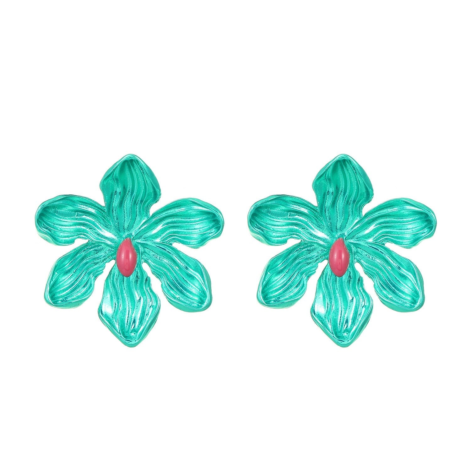 Exaggerated Colorful Alloy Flower Earrings