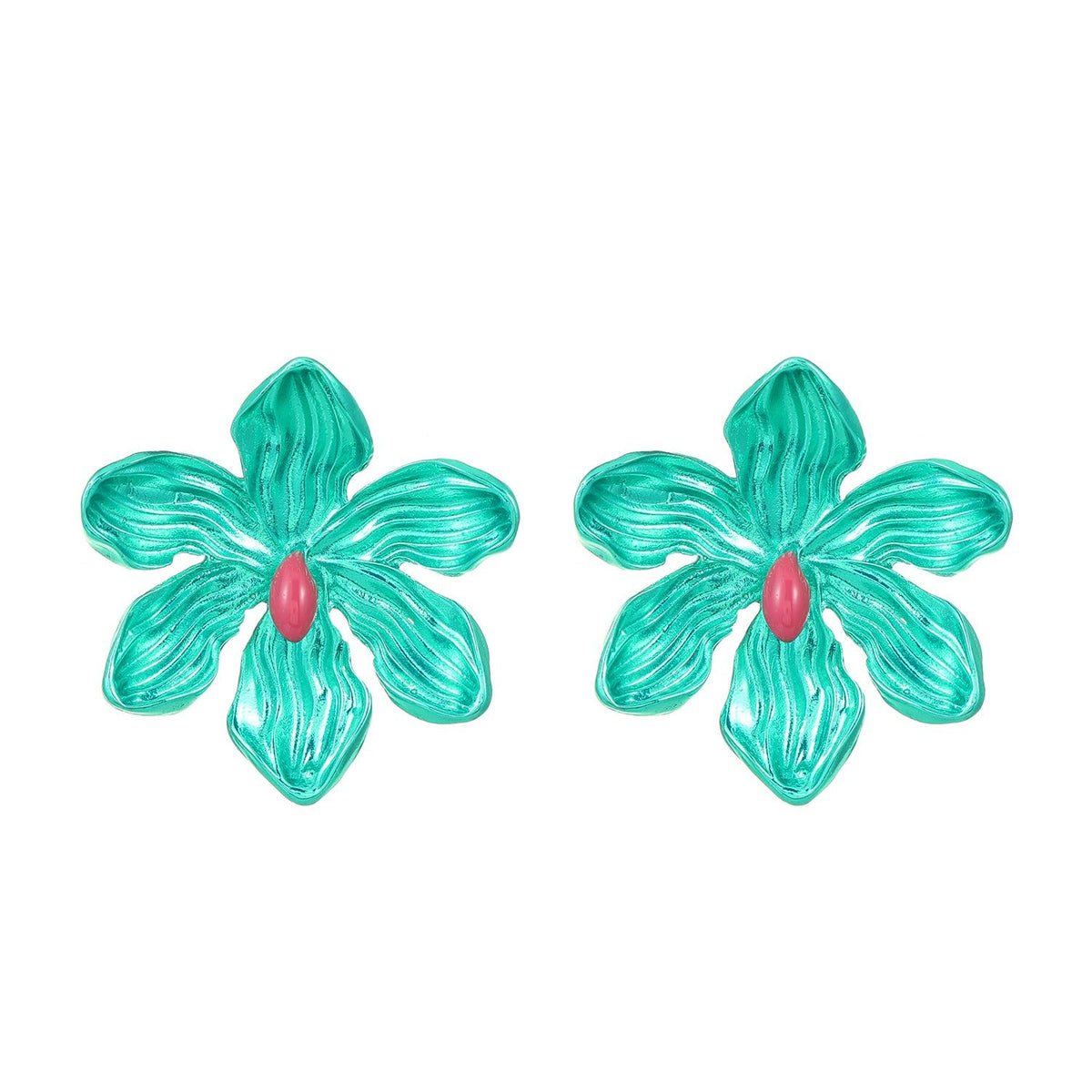 Exaggerated Colorful Alloy Flower Earrings