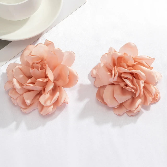 Large Flower Fabric Earrings