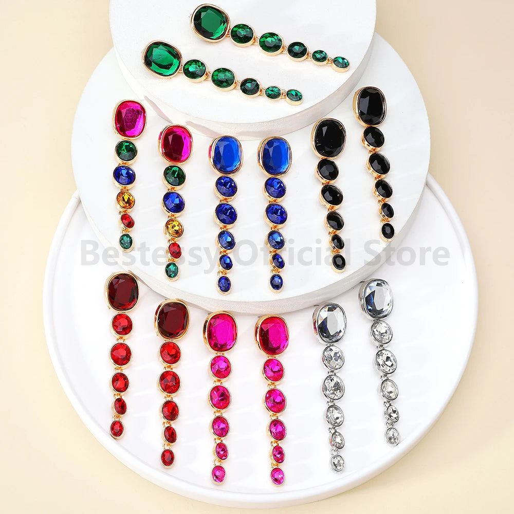 Multicolor Oval Drop Earrings