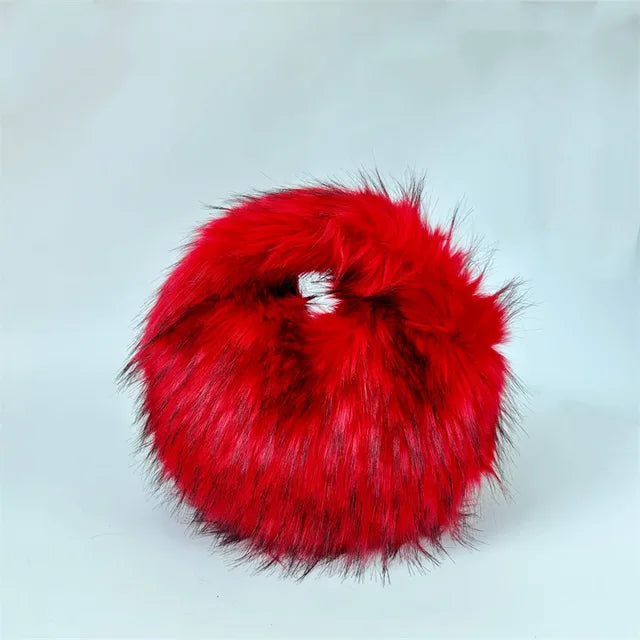 Fluffy Faux Fur Round Handbag