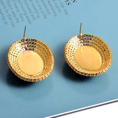 Rhinestones Oval Faux Pearl Earrings