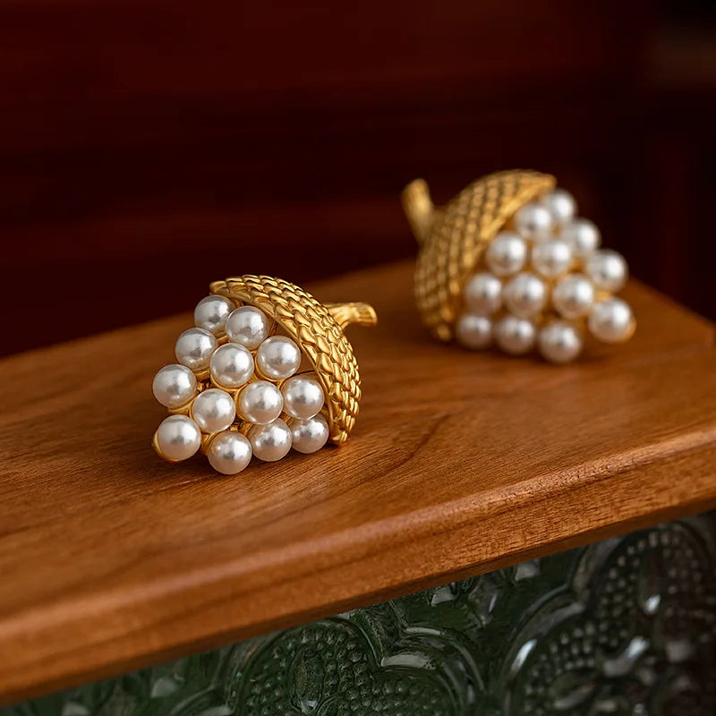 Pine Nuts Faux Pearl Earring