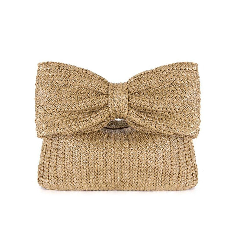 Pre Order:  Bow Knot Grass Woven Small Handbag