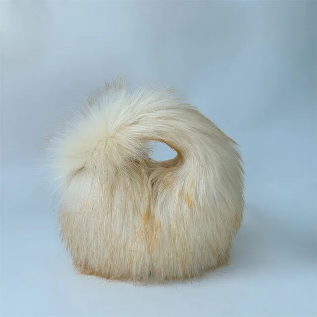 Fluffy Faux Fur Round Handbag