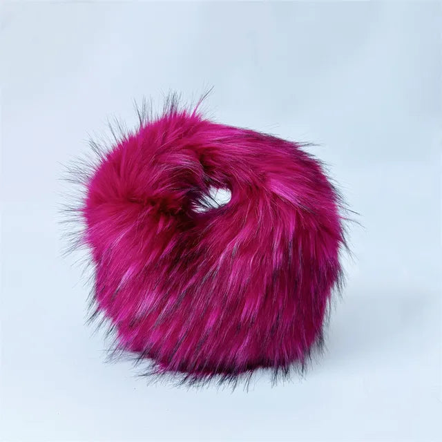 Fluffy Faux Fur Round Handbag