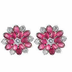 Flower Crystal Zircon Clip Earrings