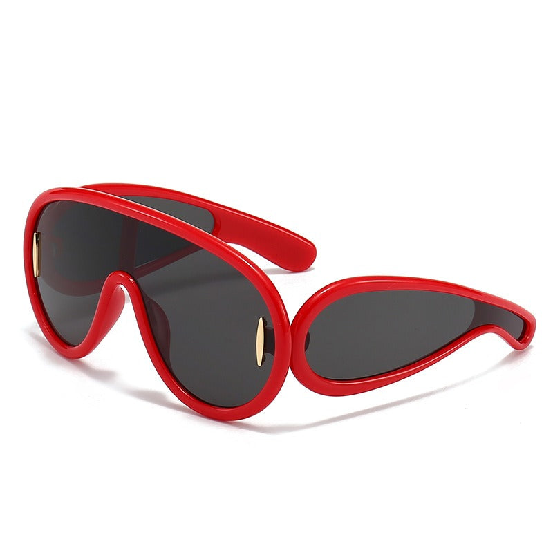 One-piece Oval Large Frame Sunglasses