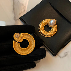 Faux Pearls Gold Plated Earrings