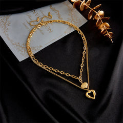 Double Hearts Gold Plated Necklace