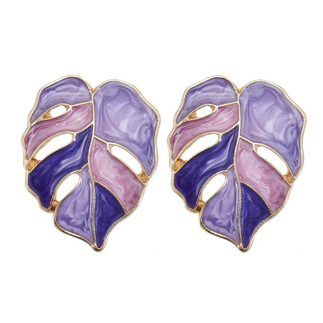 Monsteras Leaf Metal Earrings