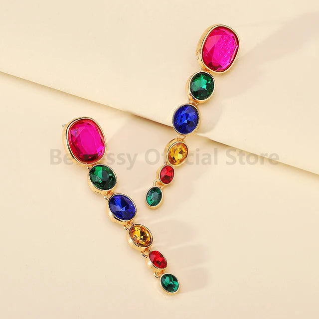 Multicolor Oval Drop Earrings