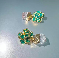 Pre Order:  Flower Crystal Drop Earrings