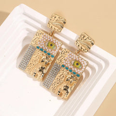 Gold Geometric Square Human Earrings