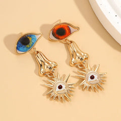 Golden Fatima Eye Dangle Earrings