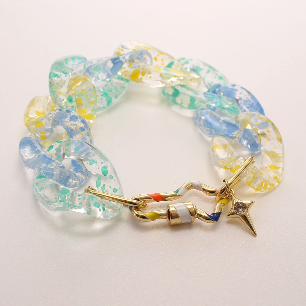 Zircon Charm Link Resin Bracelet