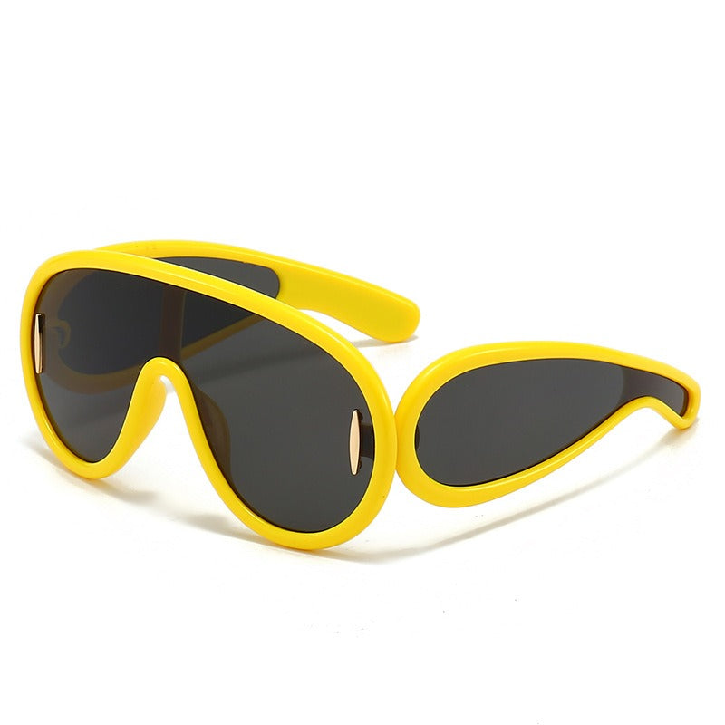 One-piece Oval Large Frame Sunglasses