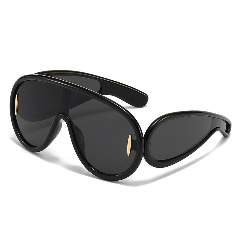 One-piece Oval Large Frame Sunglasses