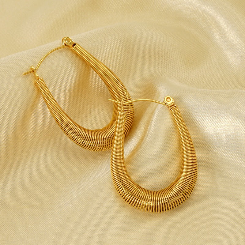 U-Shaped Coil Hoop Earrings