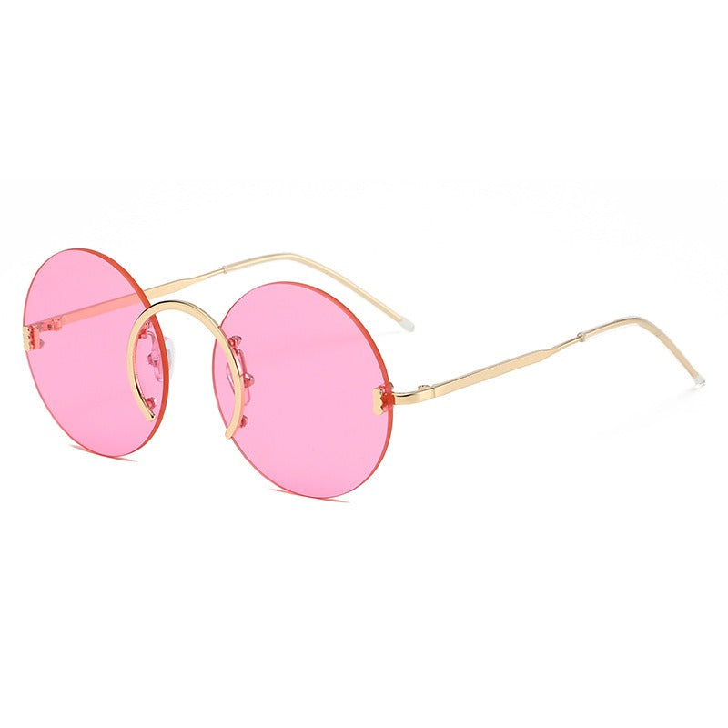 Round Frame Rimless UV400 Sunglasses