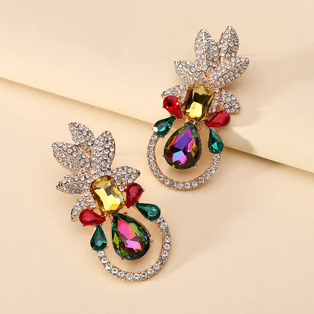 Pineapple Rhinestones Dangle Drop Earrings