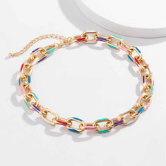 Rainbow Chain Plated Gold Necklace