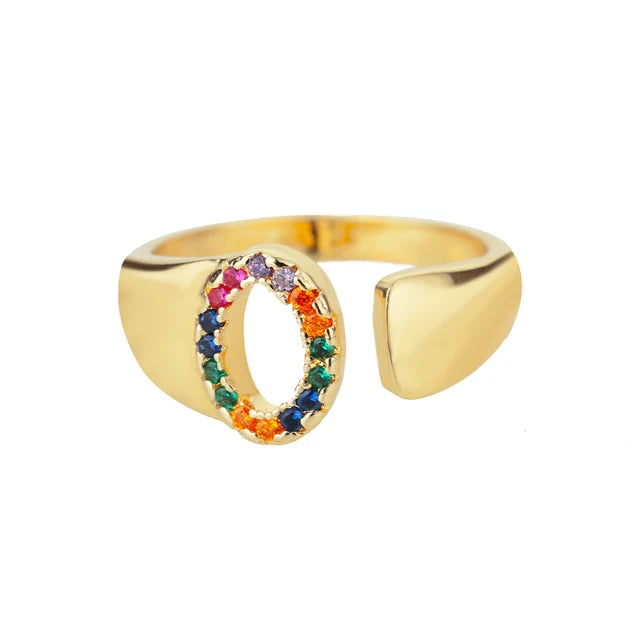 Multicolor Zircon Alphabet Plated Rings