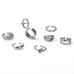 9-Piece Textured Hollow Ring Set - Kelly Obi New York