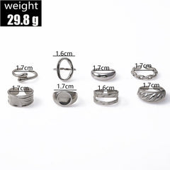 9-Piece Textured Hollow Ring Set - Kelly Obi New York