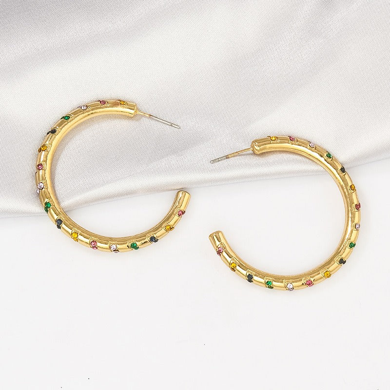 C-Hoop Color Stripes Earrings