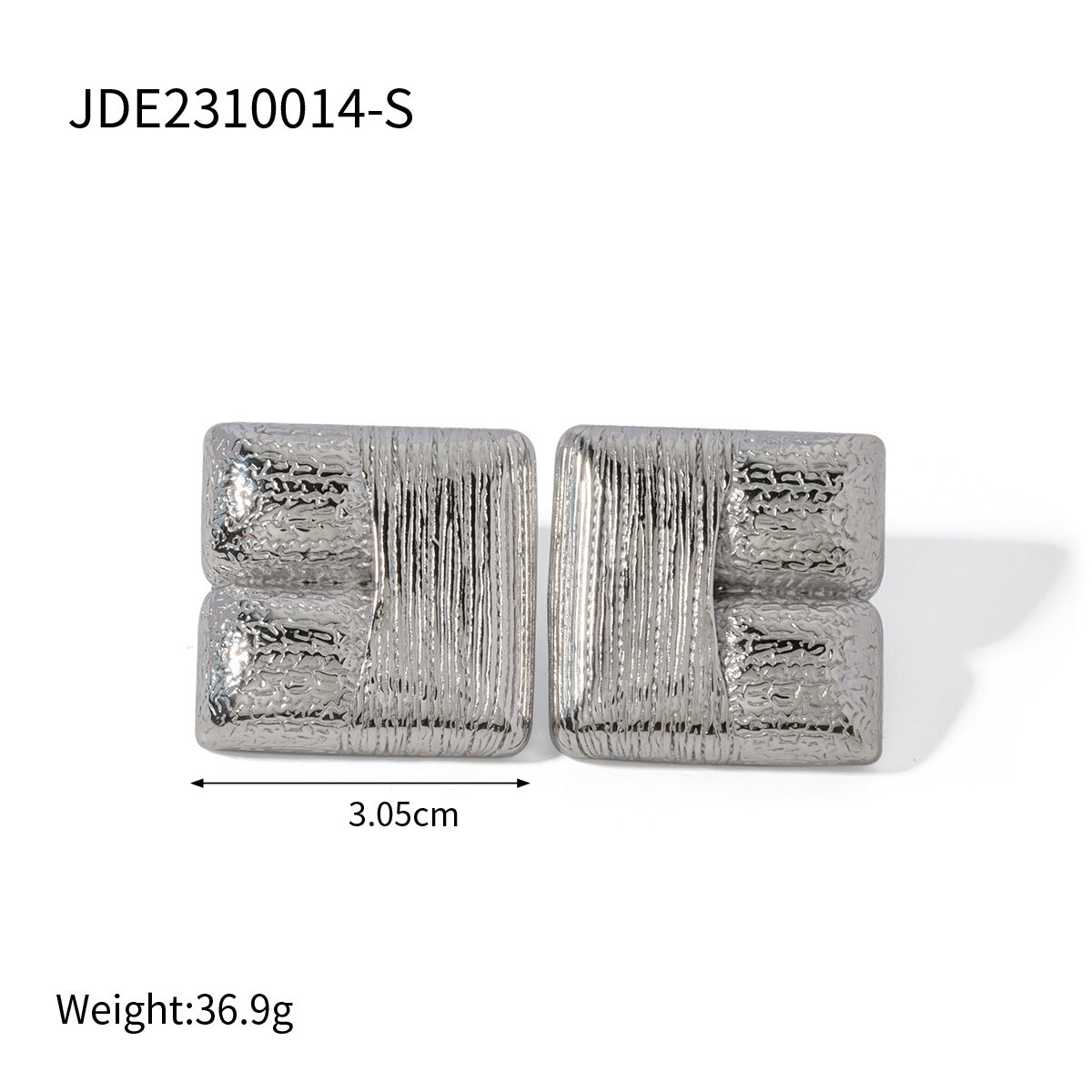 Textured Plated Square Stud Earrings