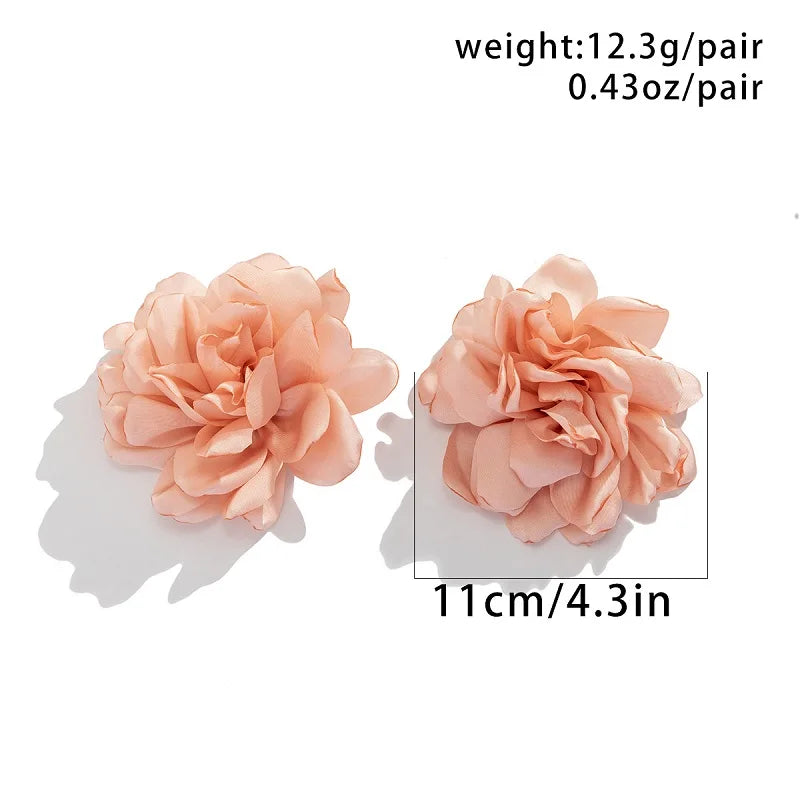 Large Flower Fabric Earrings