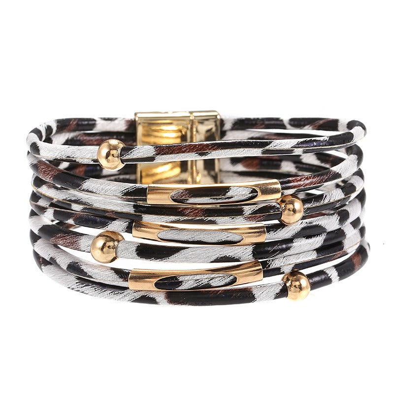 Leopard Print Loops Magnetic Bracelet